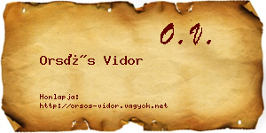 Orsós Vidor névjegykártya